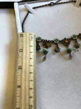 Vintage Enamel Diamanté Drop Flowers Stars Green Orange Necklace