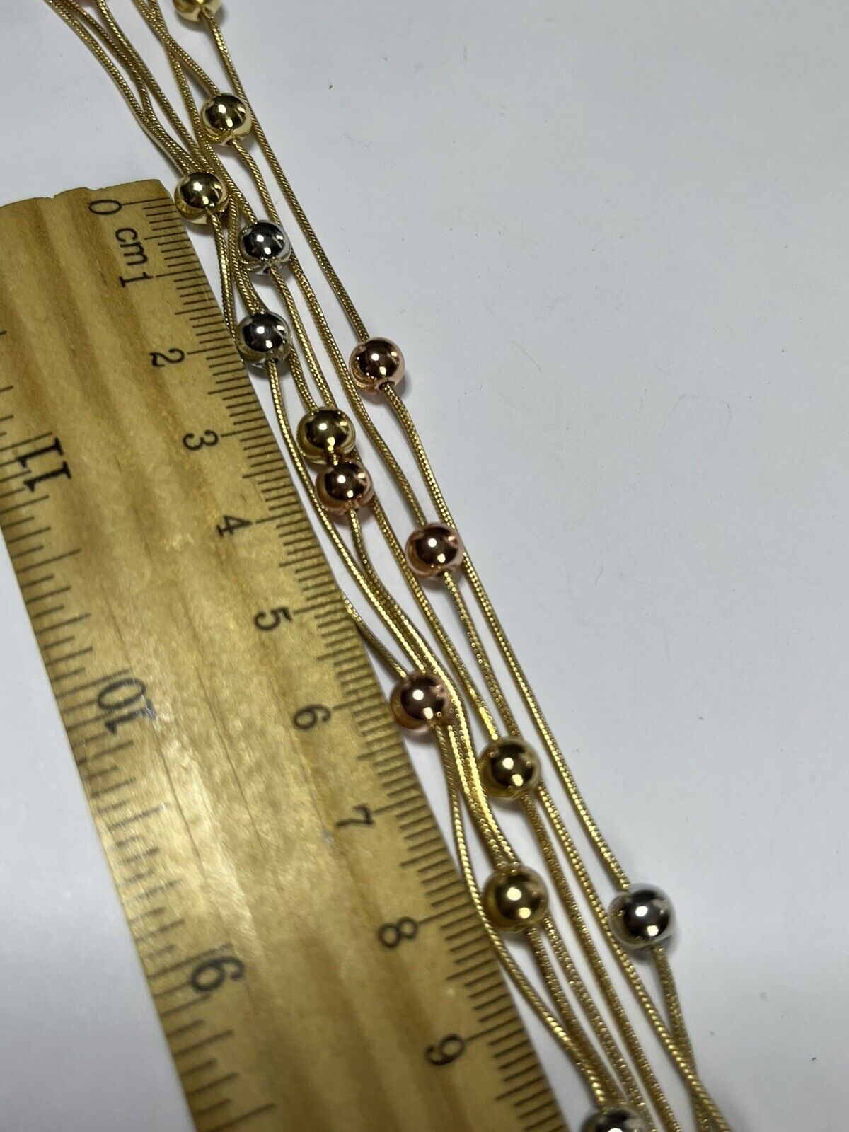 Vintage 3 Tone Metal Balls On Necklace Bracelet Set