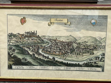 Antique Coloured Engraving By Conrad Buno Delineaut Of German Towns