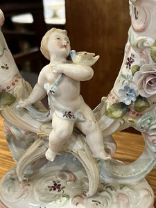 Pair Of Continental Porcelain Posy Holders