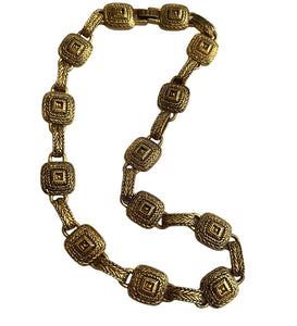 Vintage Gold Plated Etruscan Style Detailed Necklace