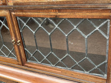 Edwardian Oak Sectional Bookcase With Lead light Glazing.