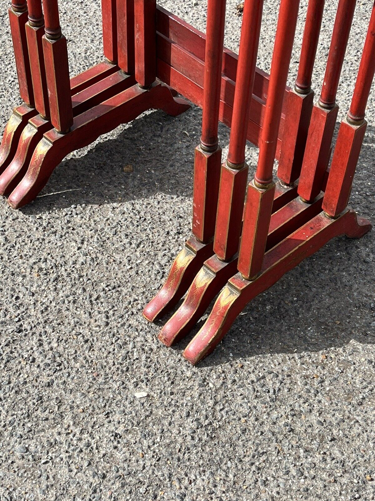 Edwardian Red Lacquered & Japanned Nest Of Tables