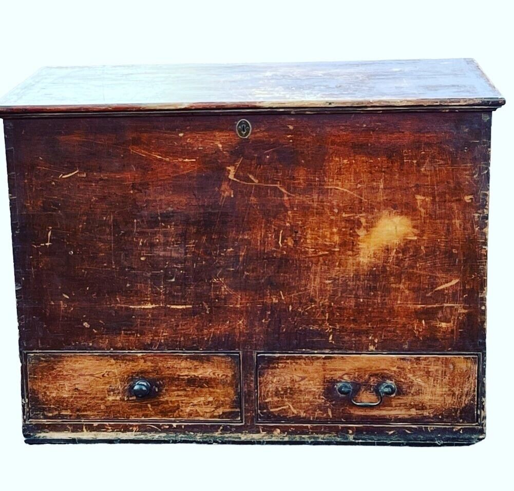 Georgian Pine Trunk / Chest, 2 Drawers, Large In Size. Lots Of Storage.