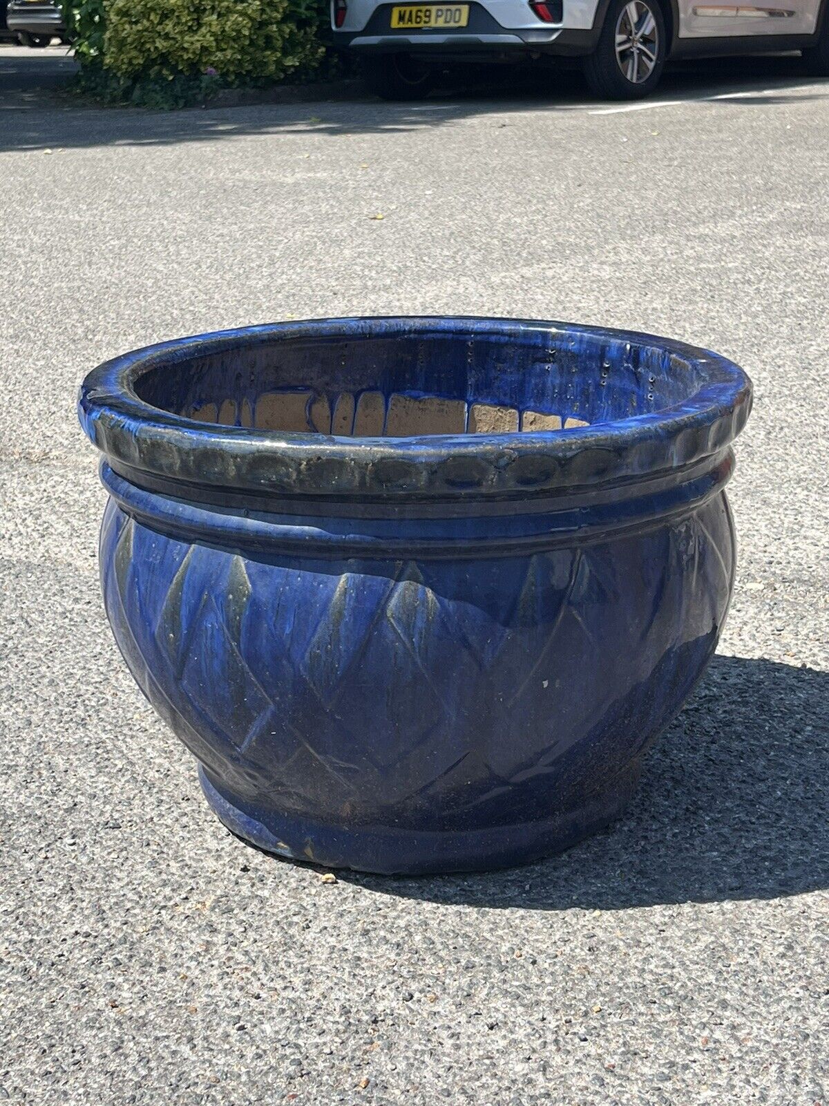Large Blue Ceramic Plant Pot. Very Good Quality.