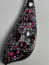 Vintage Signed 1980s Rhodium Plated Purple Crystal Pendant Necklace