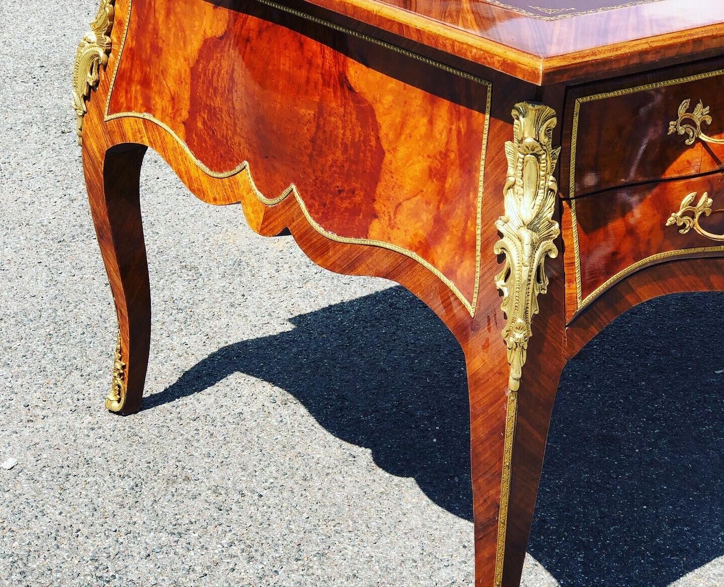 Pair Of Large Inlaid Kingswood Desks With Brass Decoration, Very Impressive.