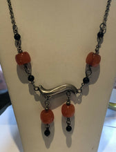 Vintage Silver Tone Beaded Metal Necklace