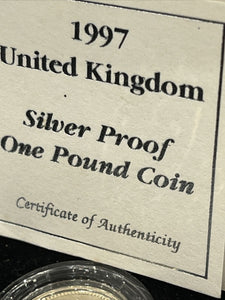 1997 Silver Proof One Pound Coin.