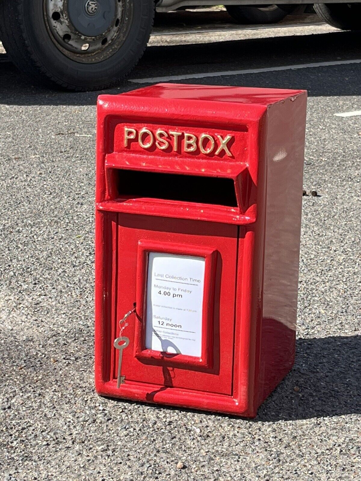 Red Post Box. With 2 Keys. Cast Iron & Steel. We Ship Worldwide.
