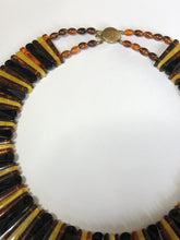 Vintage Lucite Butterscotch Brown Black Collar Statement Necklace