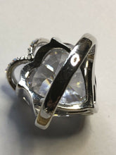 Vintage Rhodium Plated 3D Heart Cubic Zirconia Statement Ring