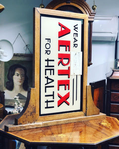 Art Deco Double Sided Aertex For Health Glass Shop Sign In Oak Frame. Very Rare.