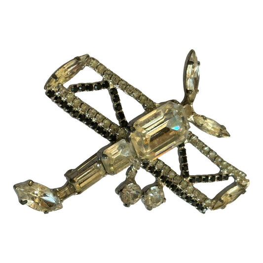 Vintage Silver Tone Diamanté Dragonfly Brooch