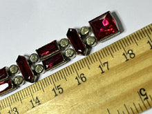 Antique Victorian/Edwardian Red Clear Paste Detailed Metalwork Bracelet