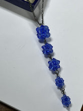 Vintage Silver Tone Blue Beaded Drops Necklace