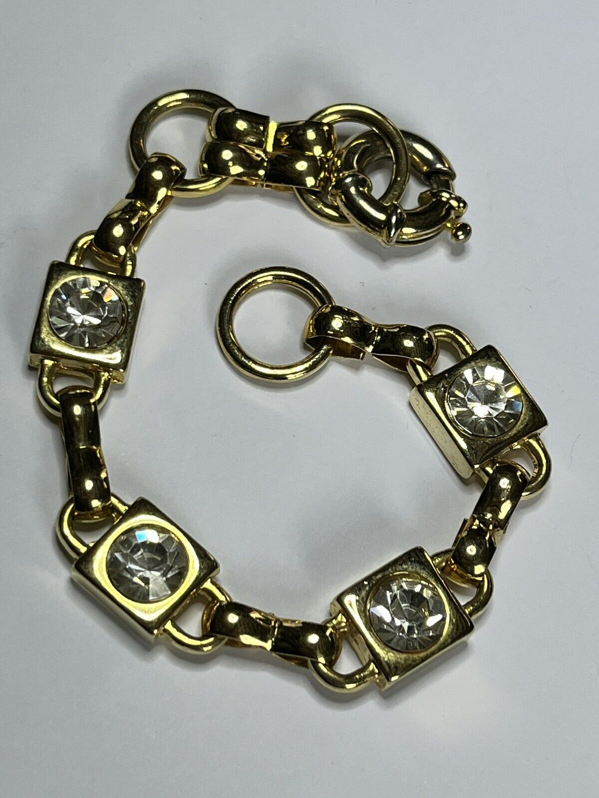 Vintage Gold Plated Diamanté Link Bracelet