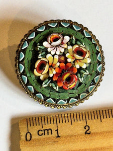 Vintage Micromosaic Flowers Brooch
