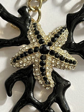 Vintage Black Coral Effect Starfish Diamanté Silver Tone Necklace