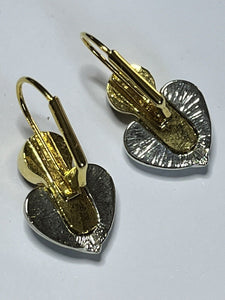 Vintage Guess Gold Silver Tone Heart Drop Earrings