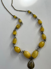 Vintage Old Satin Bead Metal Detail Drop Necklace