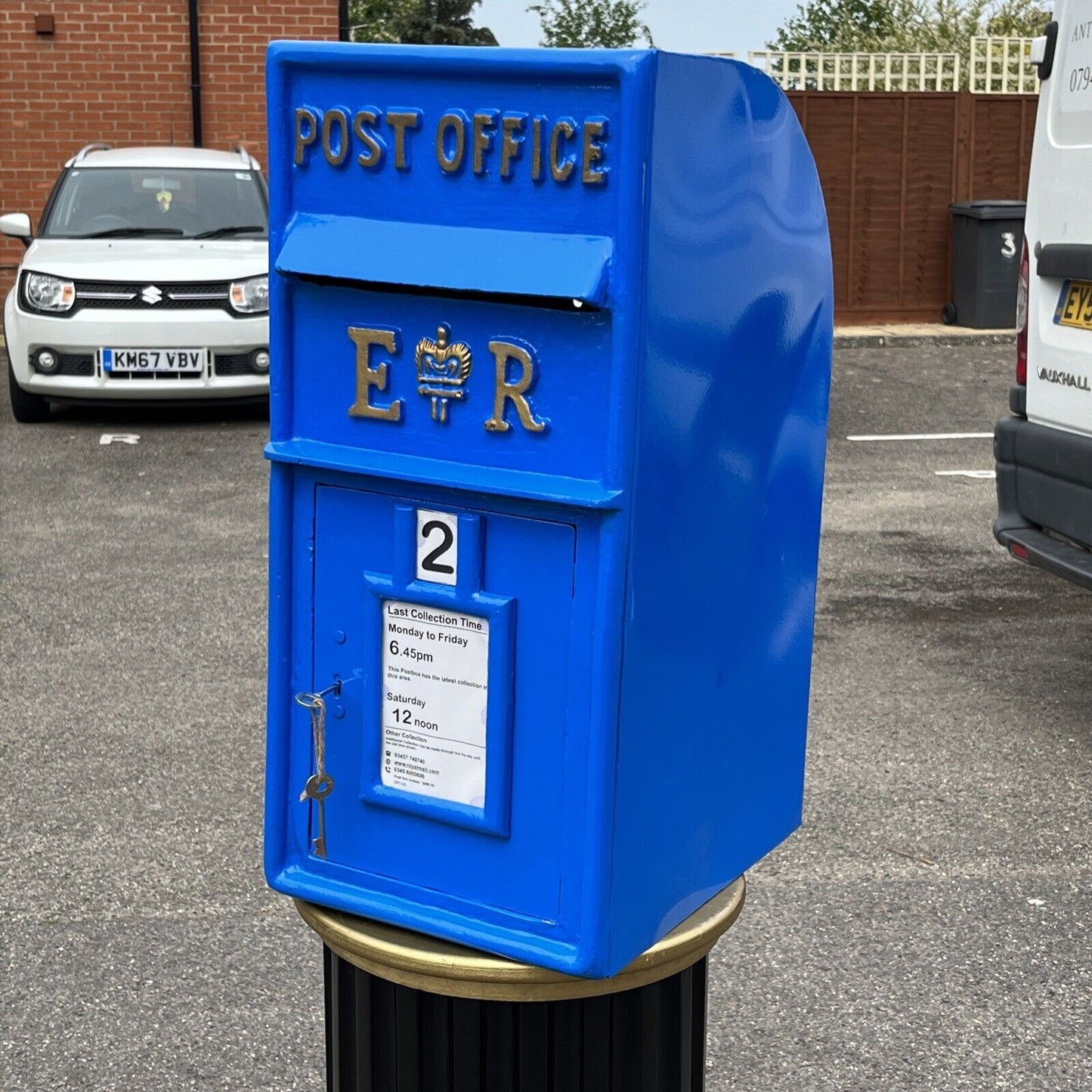 Blue Post Box. With 2 Keys. We Ship Worldwide.