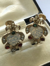Vintage Gold Tone Hearts Diamanté Screwback Earrings