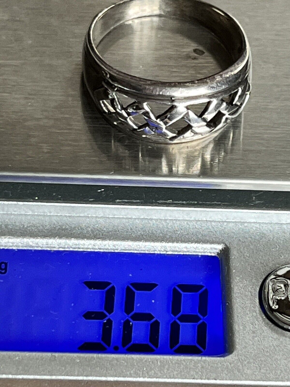 Vintage Silver 925 Cut Out Ring Size Q1/2