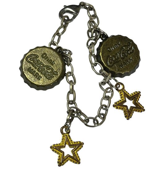Vintage Gold  Silver Tone Coca Cola Charm Bracelet