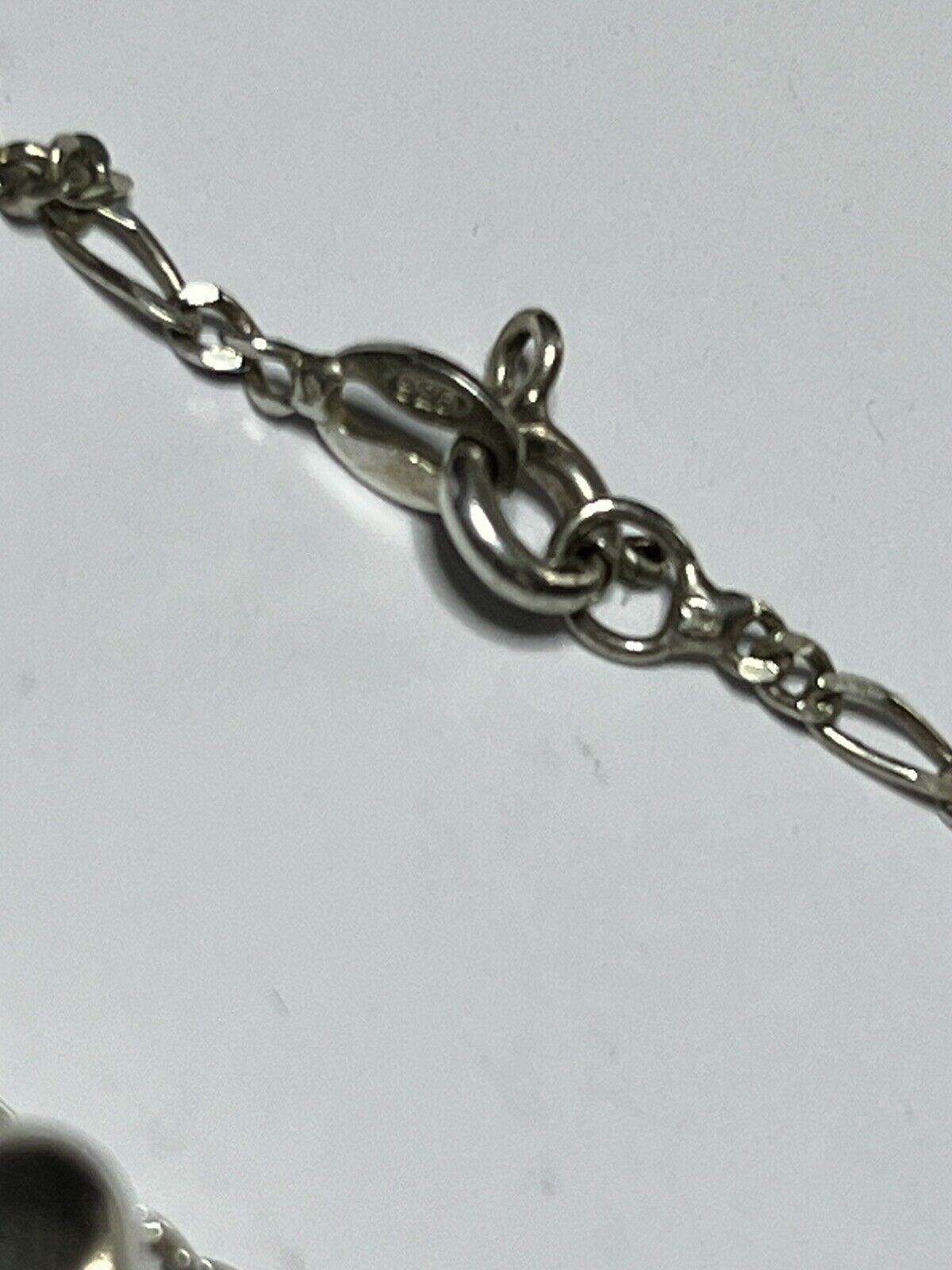 Vintage Silver 925 Chain Heart Charm Bracelet