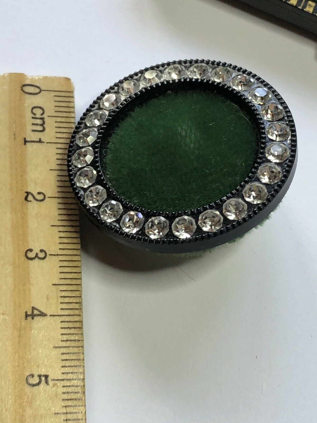 Vintage Signed Green Velvet Diamanté Clip On Earrings