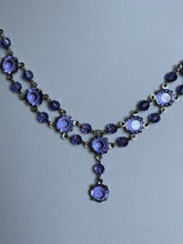 Vintage Sarah Booth Silver Tone Purple Crystal Lavaliere Necklace