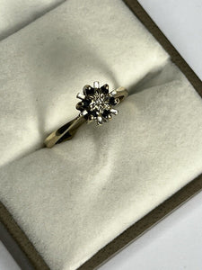 Vintage 9ct Gold Diamond Sapphire Snowflake Ring Size K