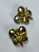 Vintage 1980s Statement Butterfly Multicoloured Diamante Clip On Earrings
