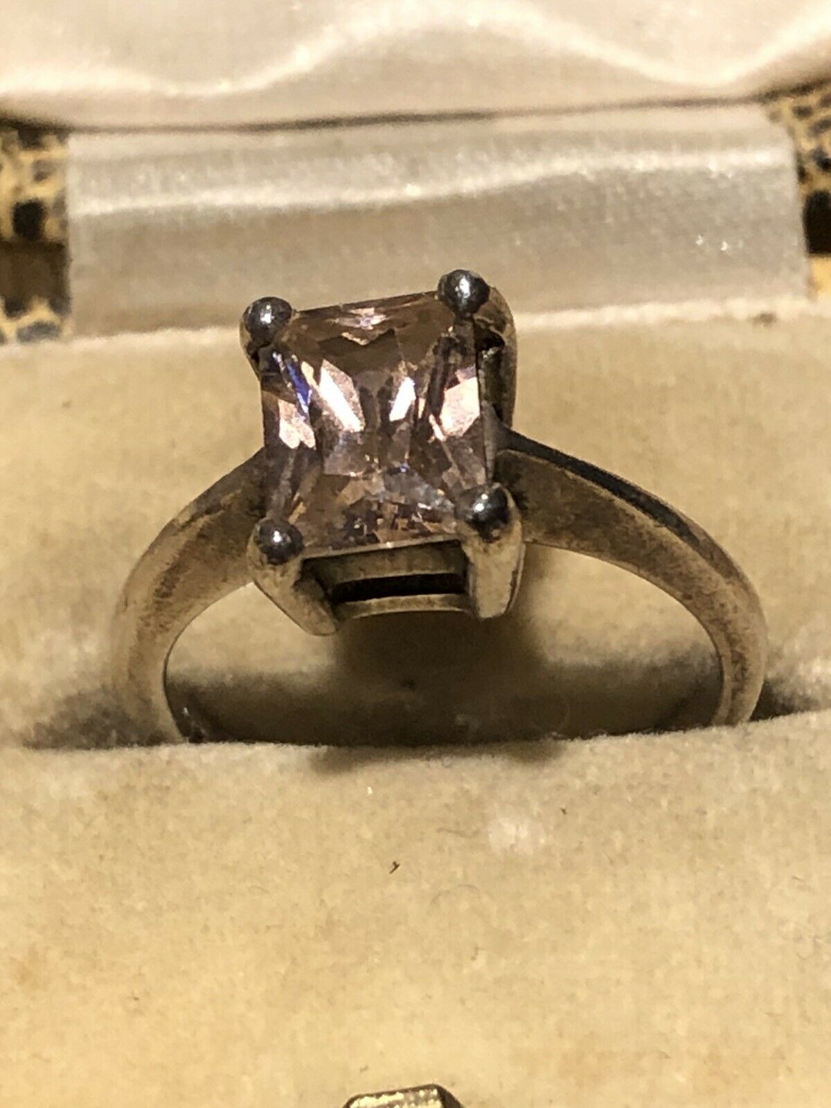 Vintage Silver 925 Pink Quartz Ring Size K
