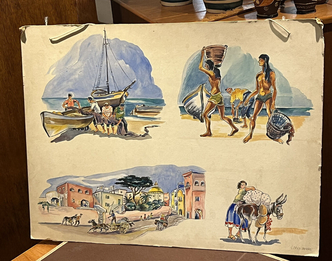 Originally Watercolour Illustrations Works By N Osten Sacken