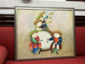 Musicians Painting, Signed & Framed.