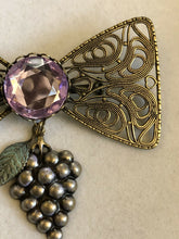 Vintage Large Bow Grapes Etruscan Brooch