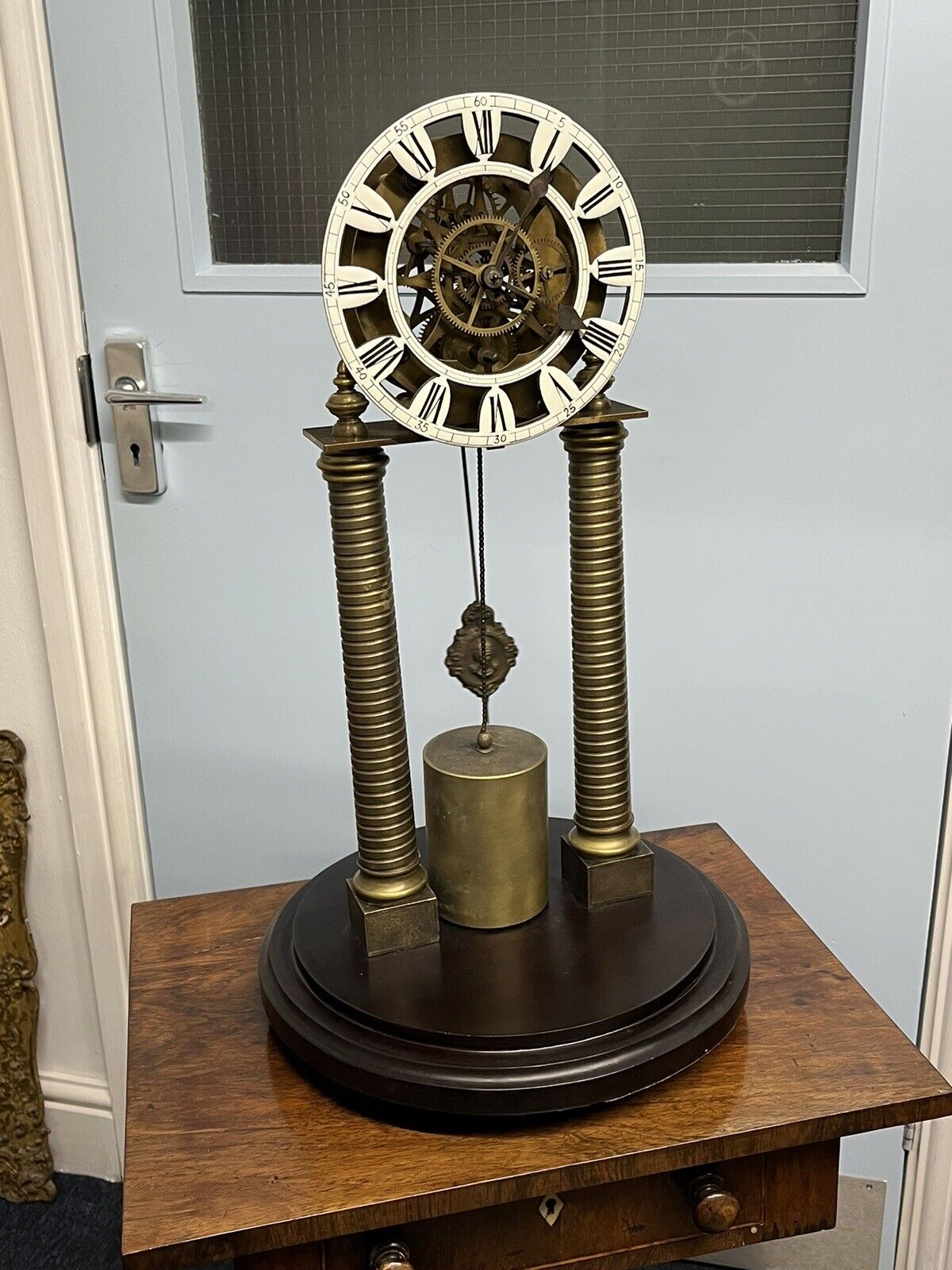 Skeleton Clock With Glass Dome. With Key. Large & Impressive