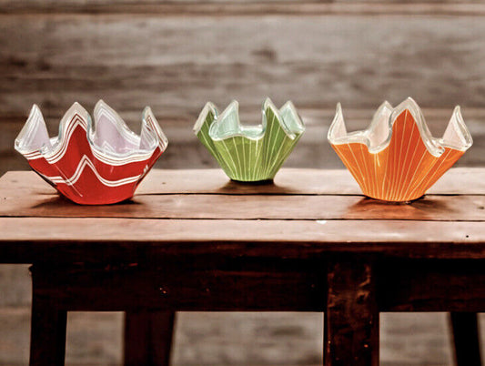 Mid Century Glass Handkerchief Bowls