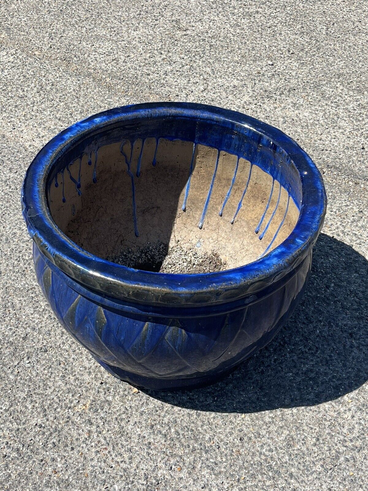 Large Blue Ceramic Plant Pot. Very Good Quality.