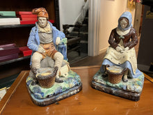 Majolica Fisherman And His Wife, Very Good Quality. Large In Size.