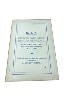 G E R detailed Loco Stick List 1921