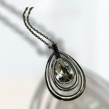 Vintage Swarovski Swan Signed Teardrop Pendant Necklace
