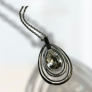 Vintage Swarovski Swan Signed Teardrop Pendant Necklace