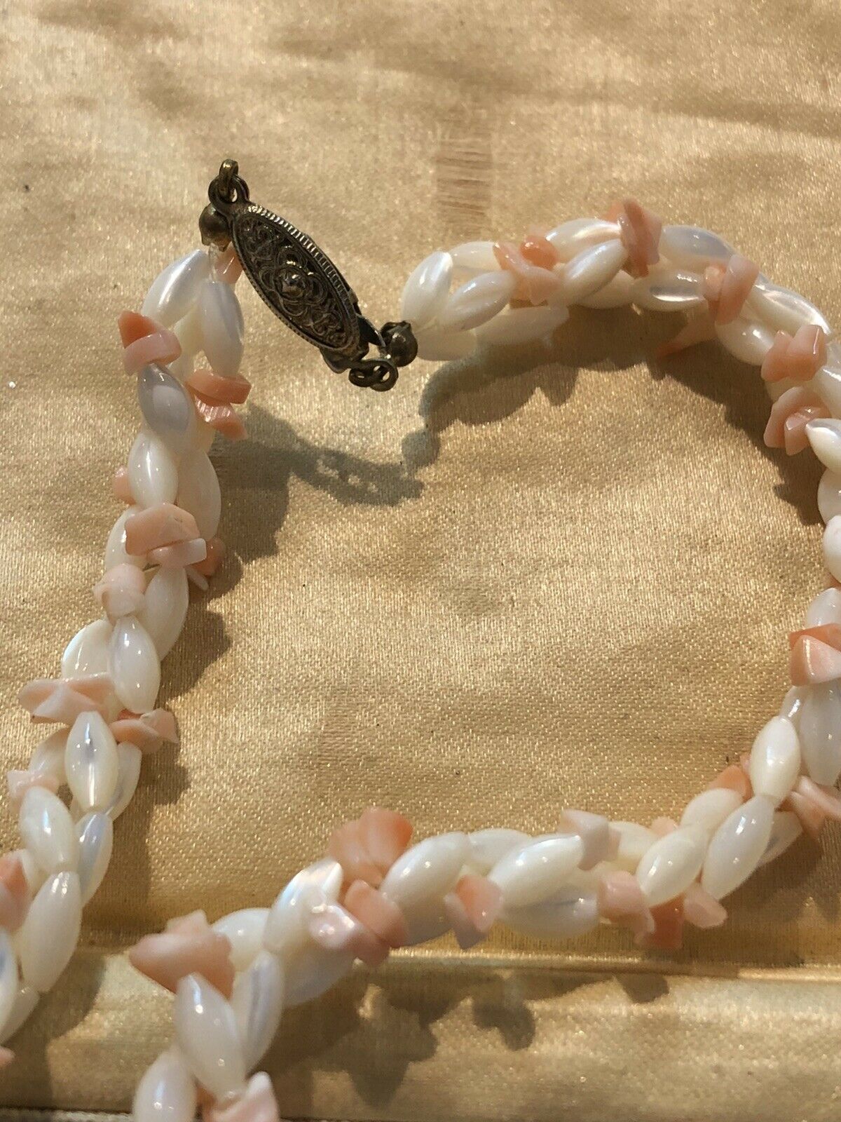 Vintage Mother Of Pearl Coral Necklace