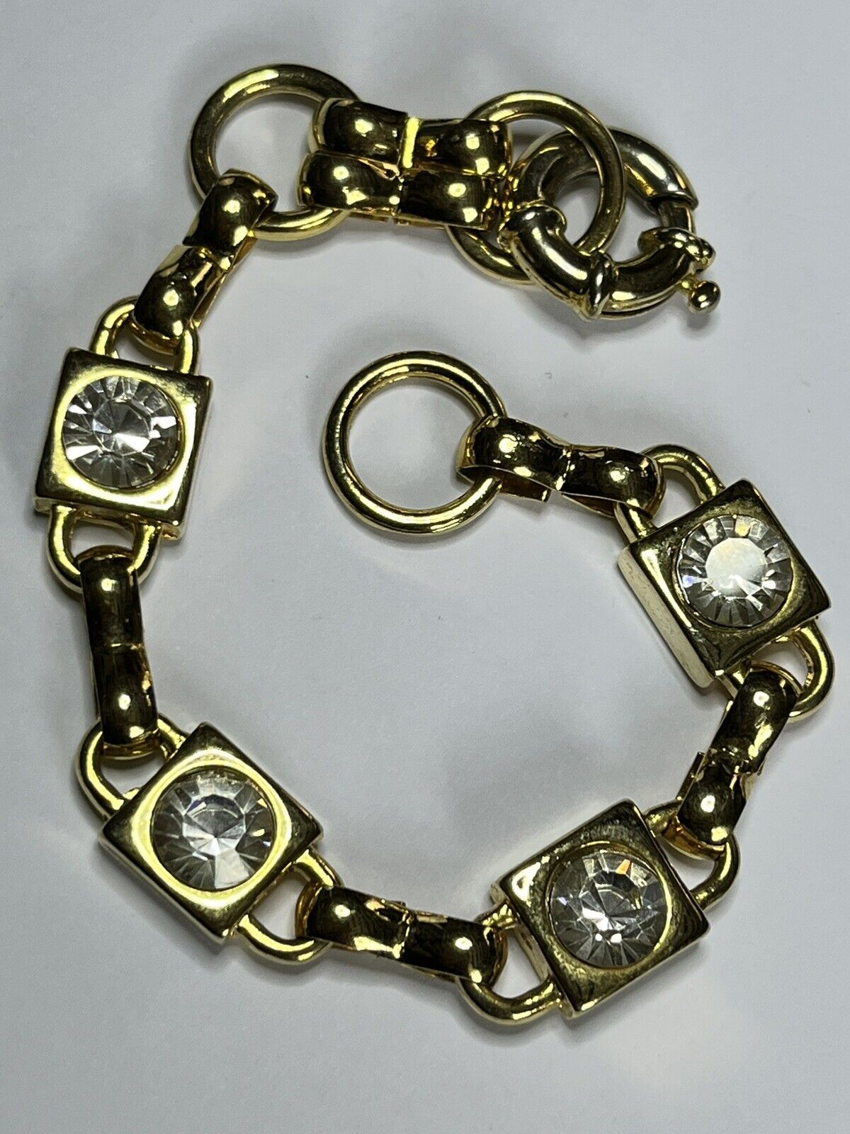 Vintage Gold Plated Diamanté Link Bracelet