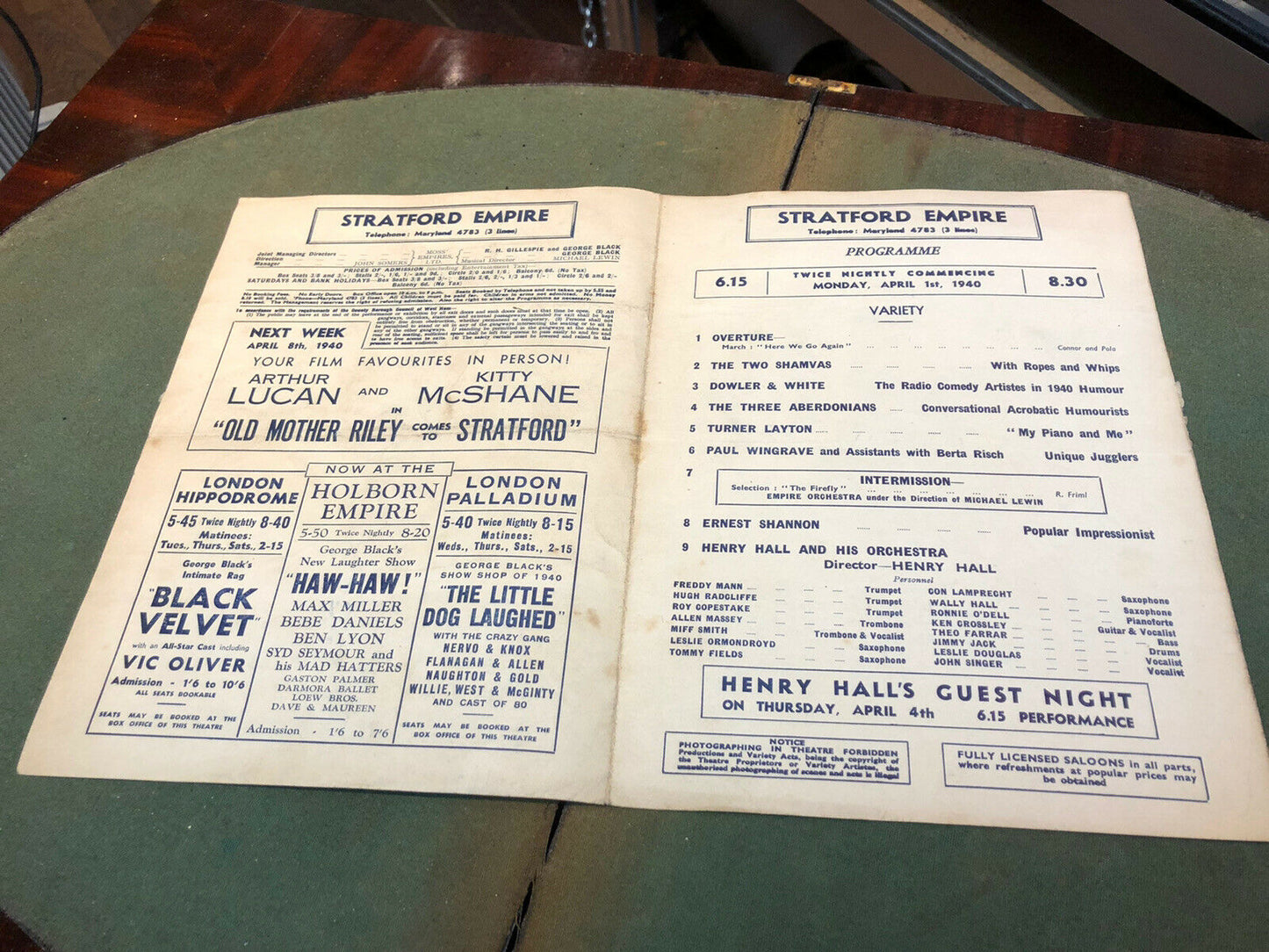 1940 Stratford Empire Programme