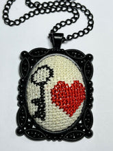 Vintage Black Tone Key Love Embroidered Black Tone Necklace