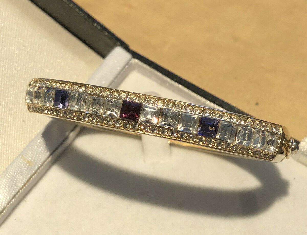 Kenneth J Lane Gold Tone Diamanté Hinged Bracelet